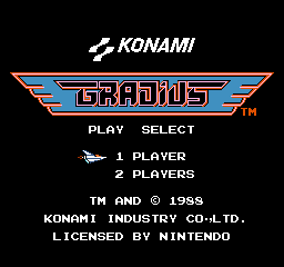 Gradius title screen for NES